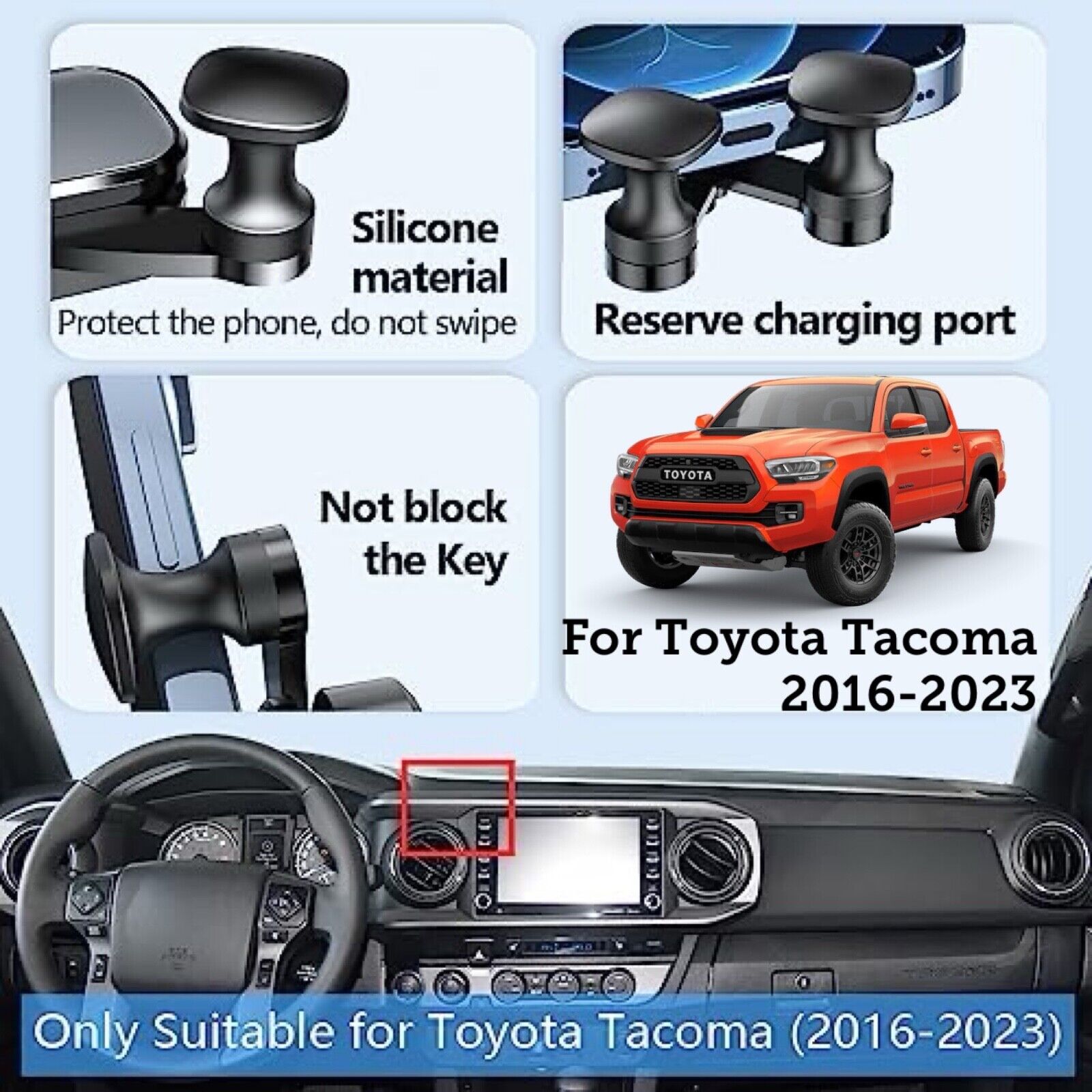 Toyota Tacoma 2016 - 2023 Mobile Cell Smartphone Bracket Mount