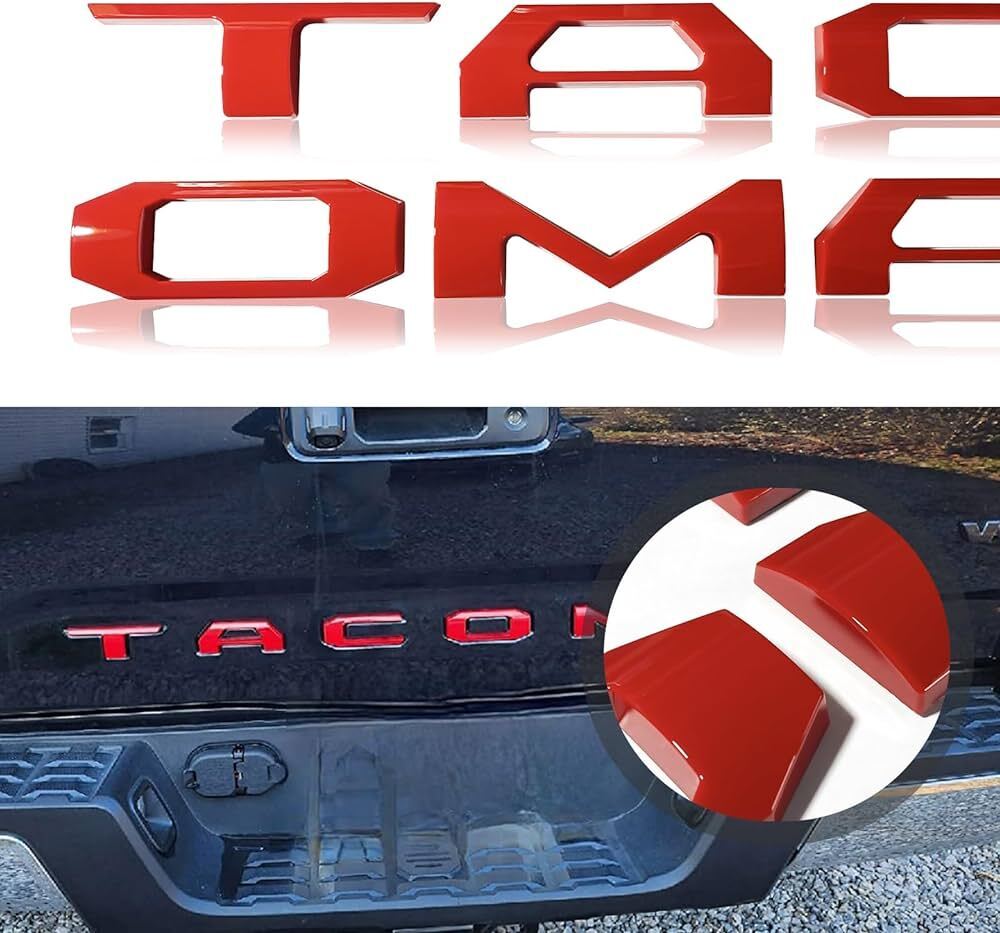 Toyota Tacoma 2016-2023 Tailgate Insert Letters, US Flag, Matte Black, Red