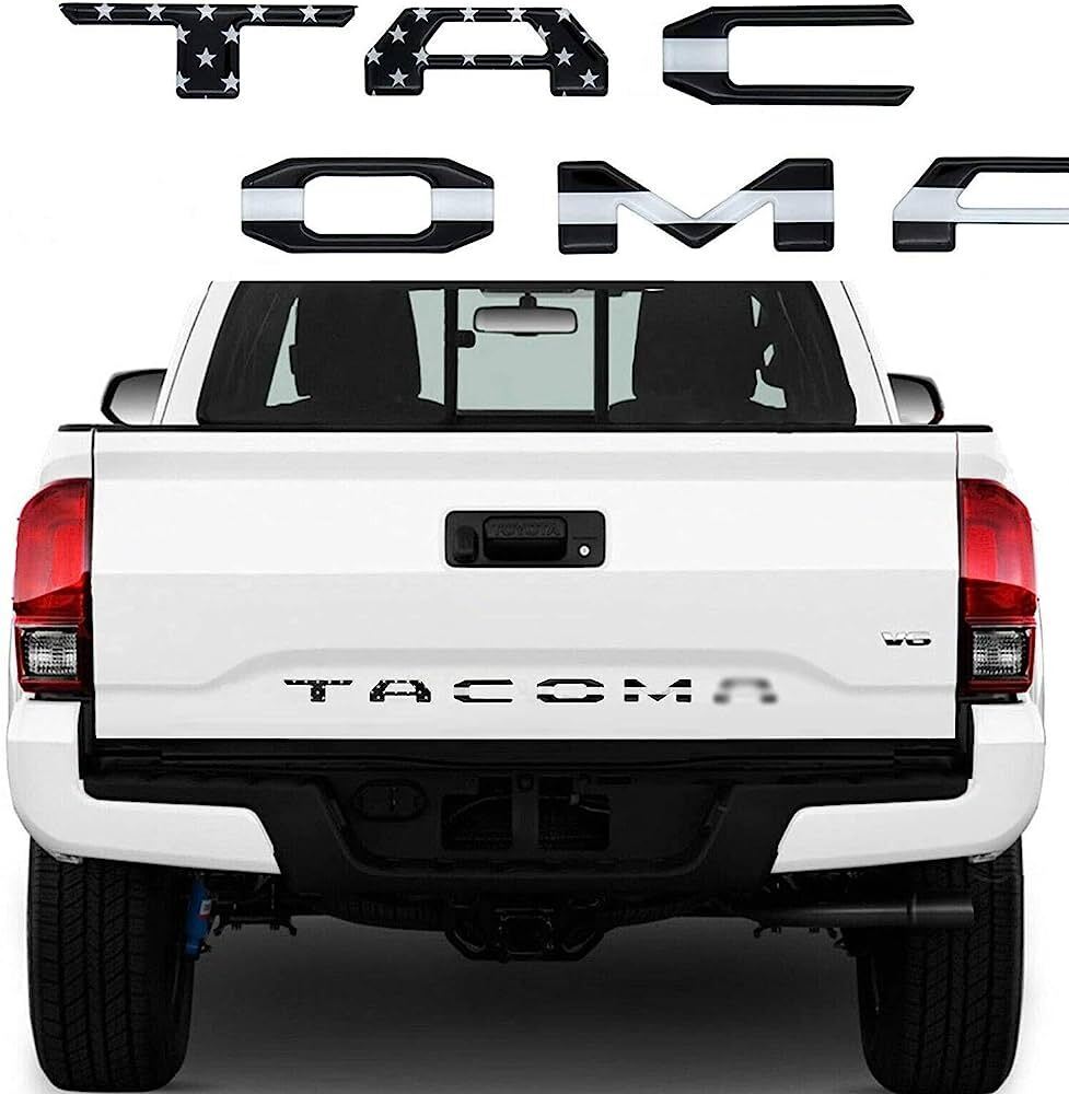 Toyota Tacoma 2016-2023 Tailgate Insert Letters, US Flag, Matte Black, Red