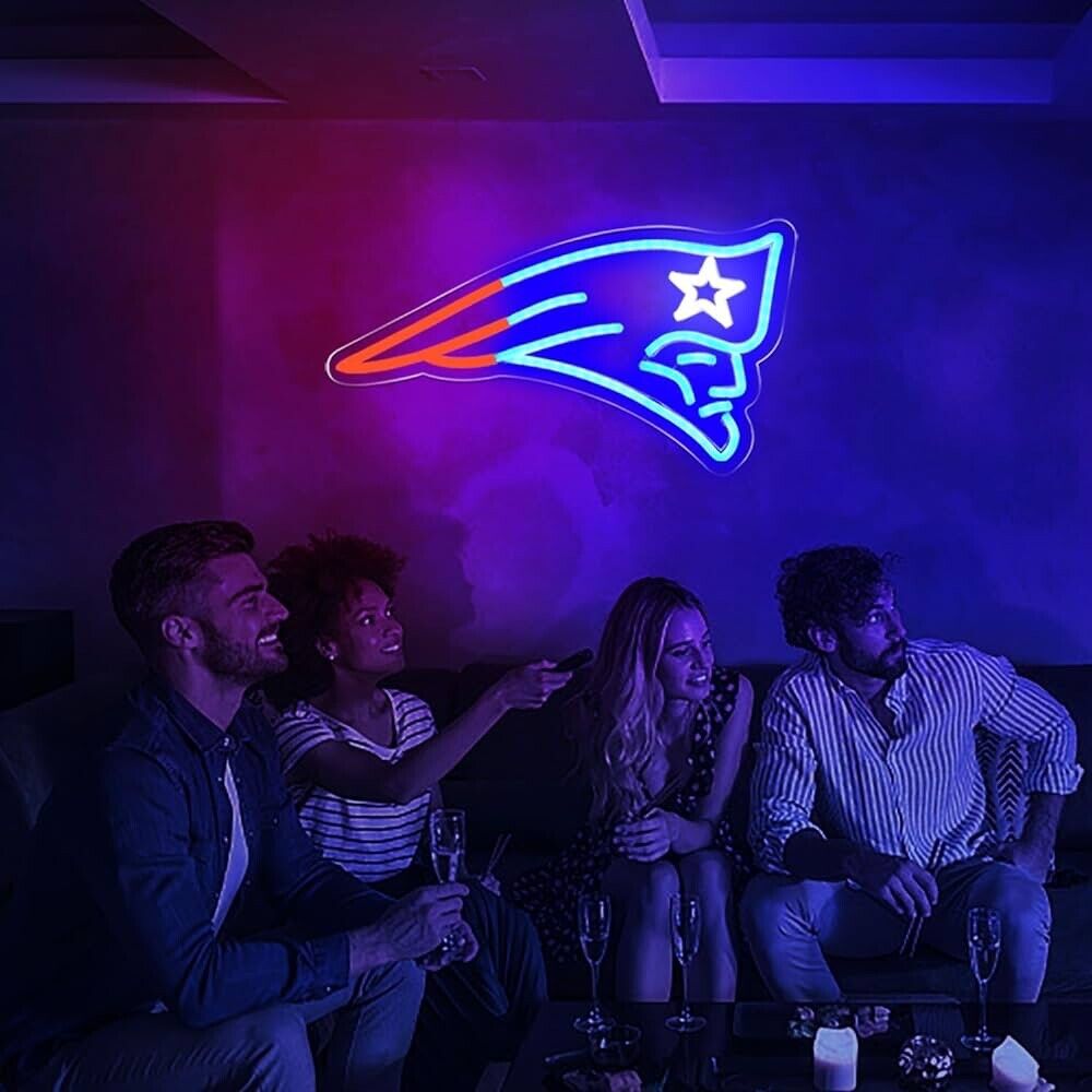 Patriots LED Neon Sign For Bar, Garage , Mancave 8.1” x 16.1” Inch