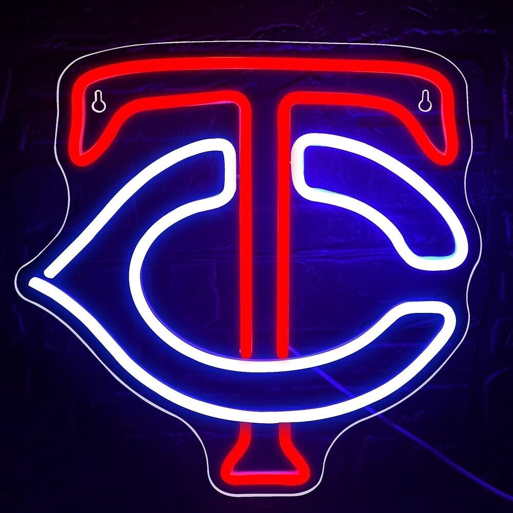 Twins Baseball Neon Sign LED For Bar, Garage , Man-cave 13.38” x 13.38” inch
