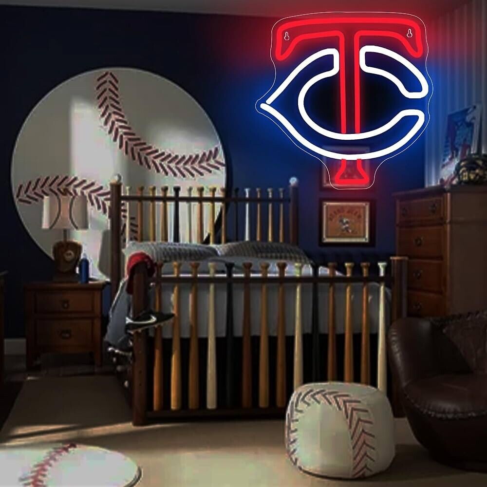 Twins Baseball Neon Sign LED For Bar, Garage , Man-cave 13.38” x 13.38” inch
