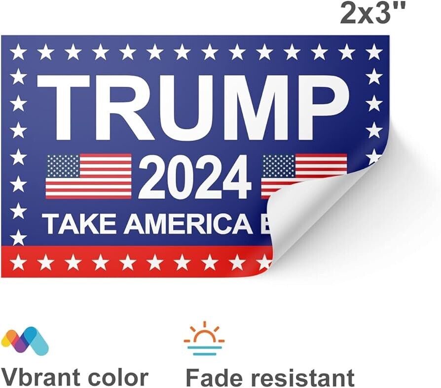 Trump 2024 Sticker, 10Pcs for Car, Motorcycles, Helmets, Laptop, Window, 2x3 in
