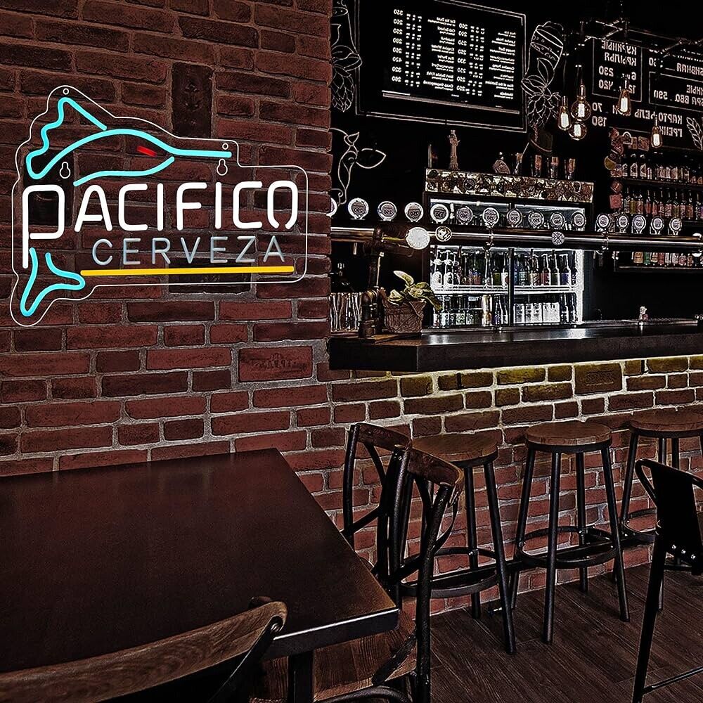 Pacifico Cerveza Beer LED Neon Sign For Bar, Garage, Mancave 17”x 13” Inch