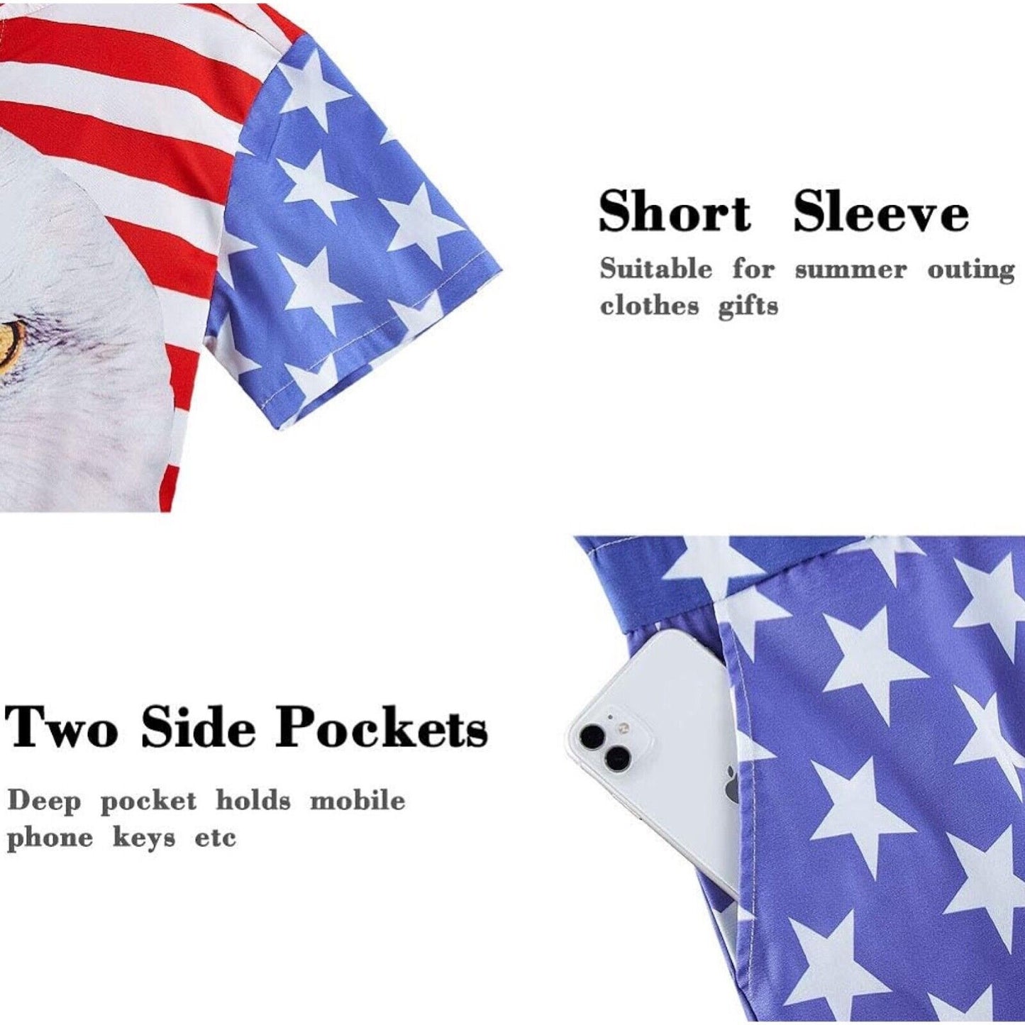 Mens American Flag Jumpsuit, Pockets, Zipper Closure, Stretch Shorts