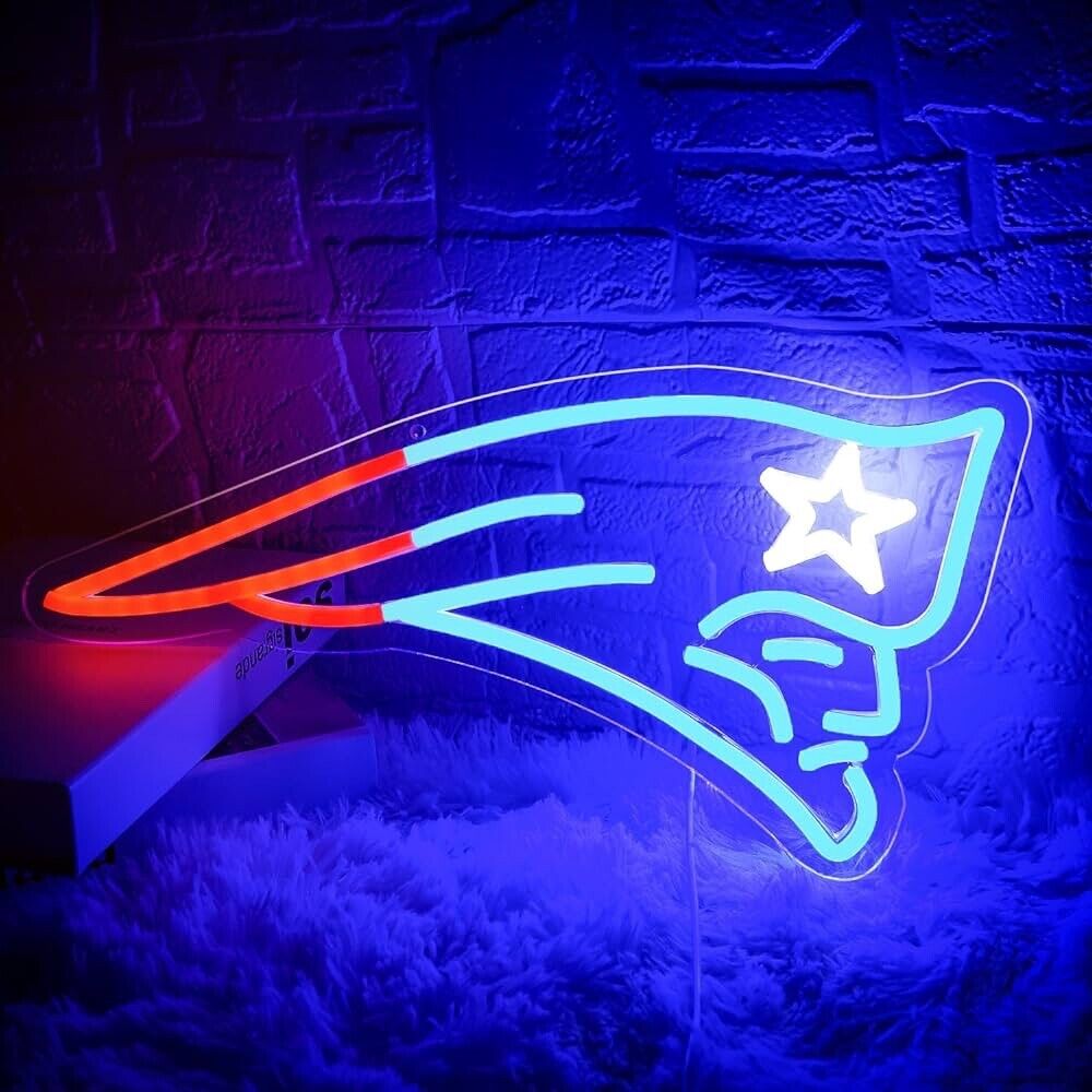 Patriots LED Neon Sign For Bar, Garage , Mancave 8.1” x 16.1” Inch