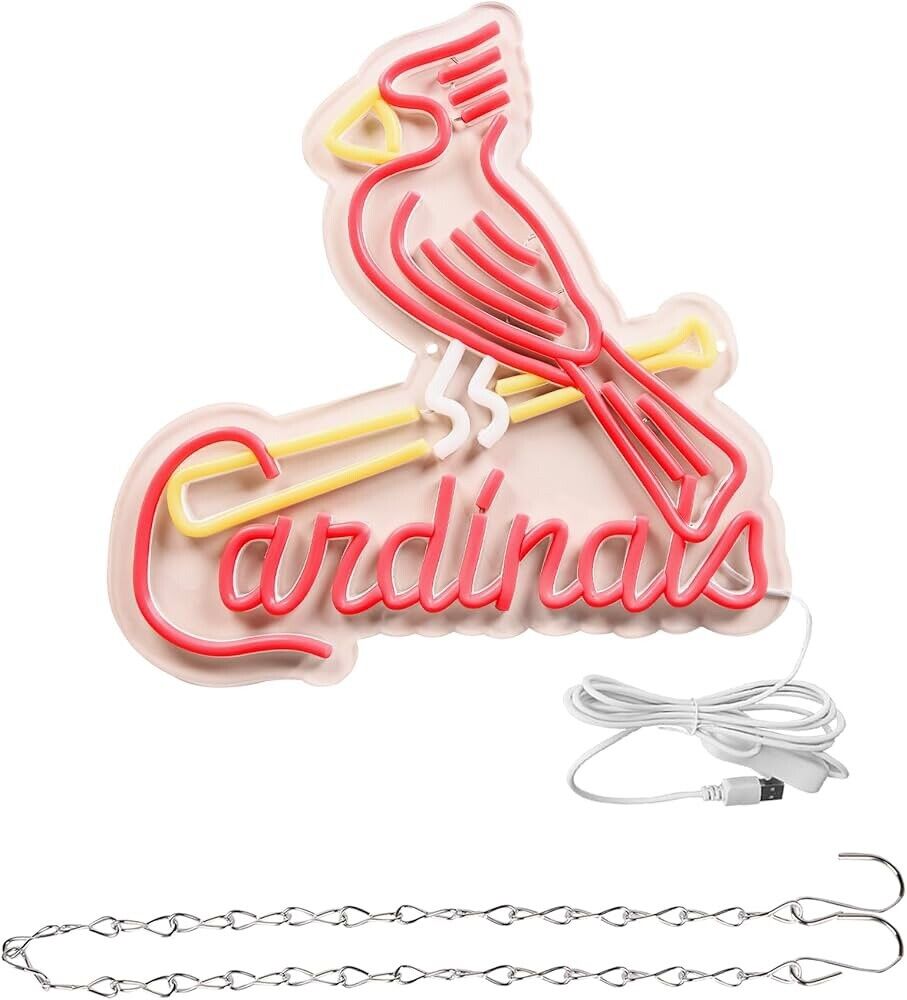 Cardinal Baseball LED Neon Sign For Bar, Garage , Mancave 13.38” x 12.99” Inches
