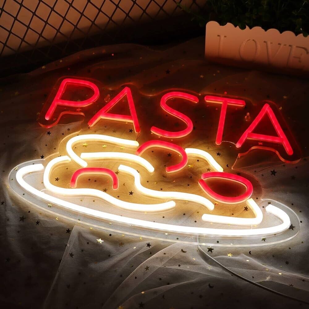 Pasta Restaurant LED Neon Sign for Restaurants, 10.6”X 16” Inch