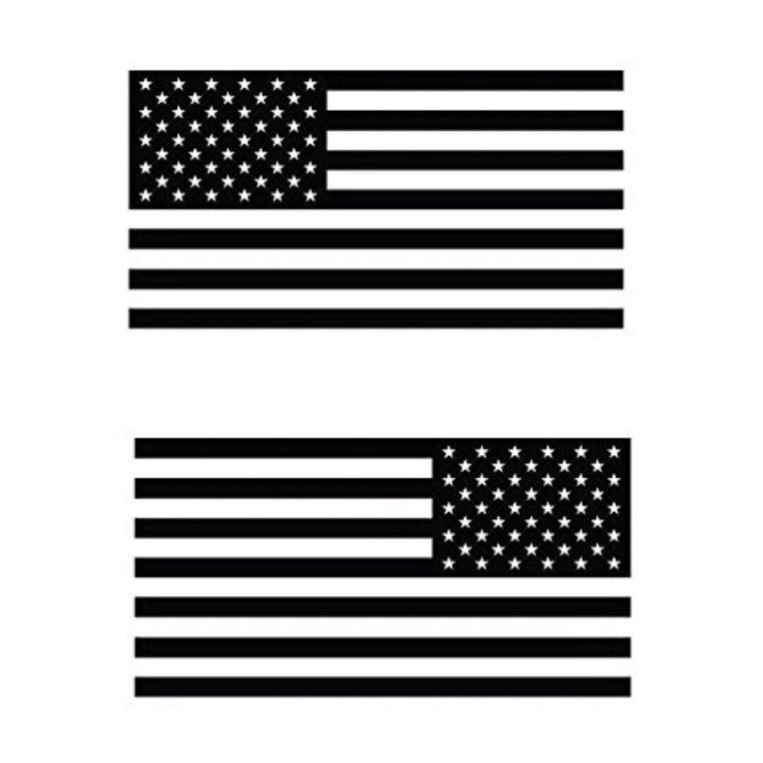 Pair (2) 3x5 Matte Black American Flag Die Cut Vinyl Decal Stickers for Trucks