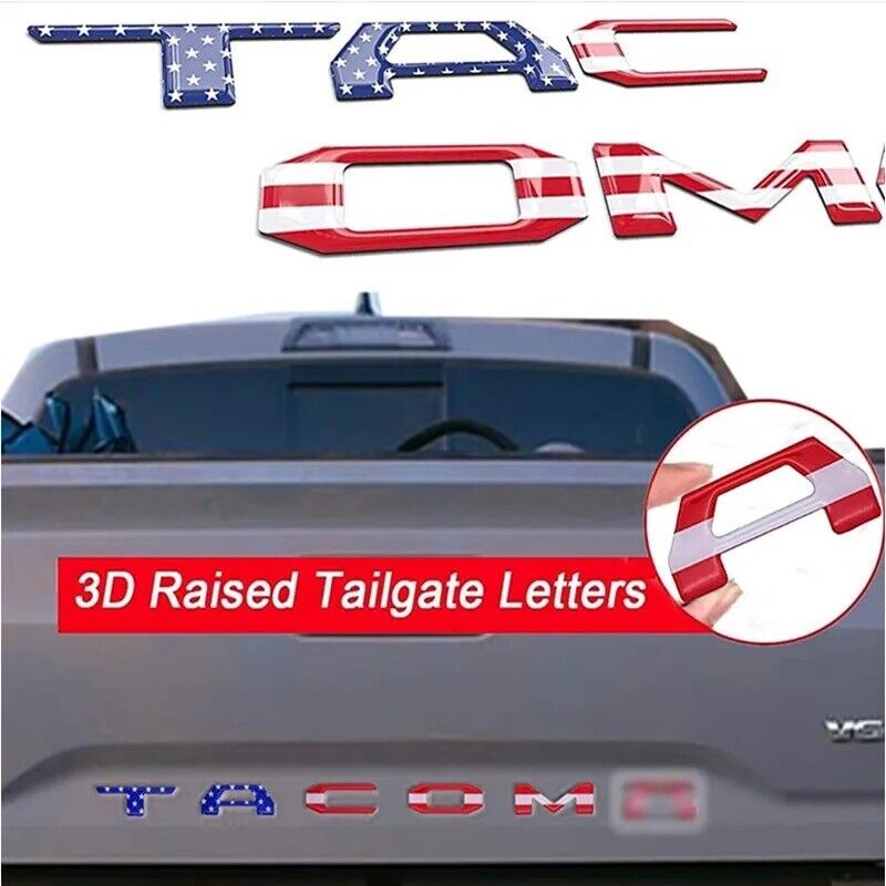 Raised Tailgate Insert Letters Fit for 2016-2023 Toyota Tacoma US Flag
