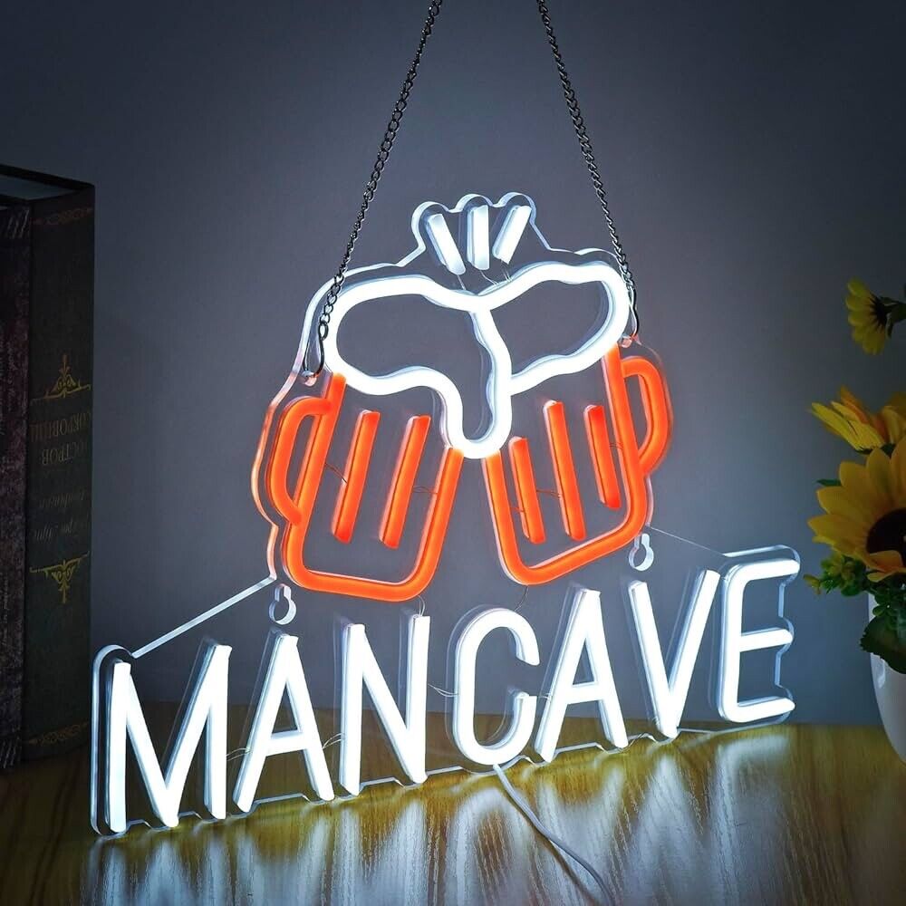 Man-Cave LED Neon Sign for Man-Cave, Bar, Garage, Home 11” x 16” inch