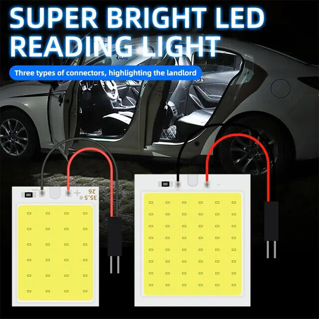 Vehicle LED White Panel Dome/Map/Door Light 24/48SMD Festoon Adaptor/BA9S/T10/