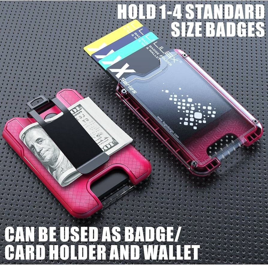 Wallet Money Clip Card Holder with ID Window, Holds 1-4 Cards