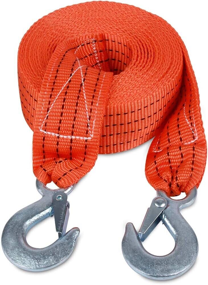 Tow Strap with Hooks 2In X20Ft Recovery Strap 10,000LB Break Strength