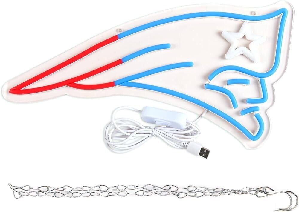 Patriots LED Neon Sign For Bar, Garage , Mancave 8.1” x 16.1” Inch