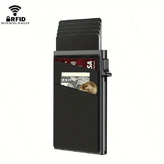 Men's Minimalist Slim RFID Blocking Wallet Pop Up Card Holder Wallet for Men