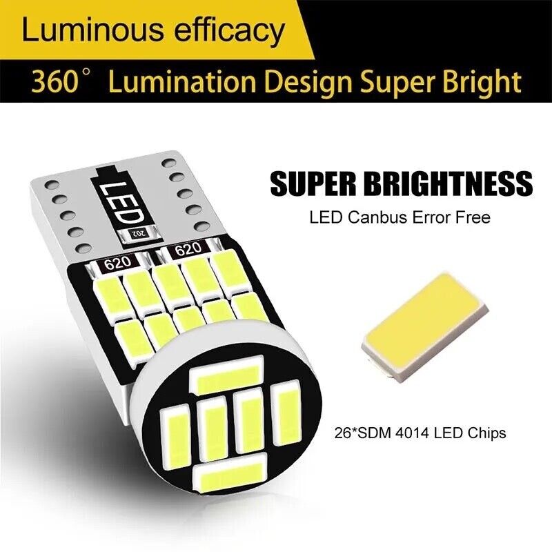 2 Pack LED Bulb T10 168 194 Signal Lamp Canbus 4014 26SMD For Car Interior Map D