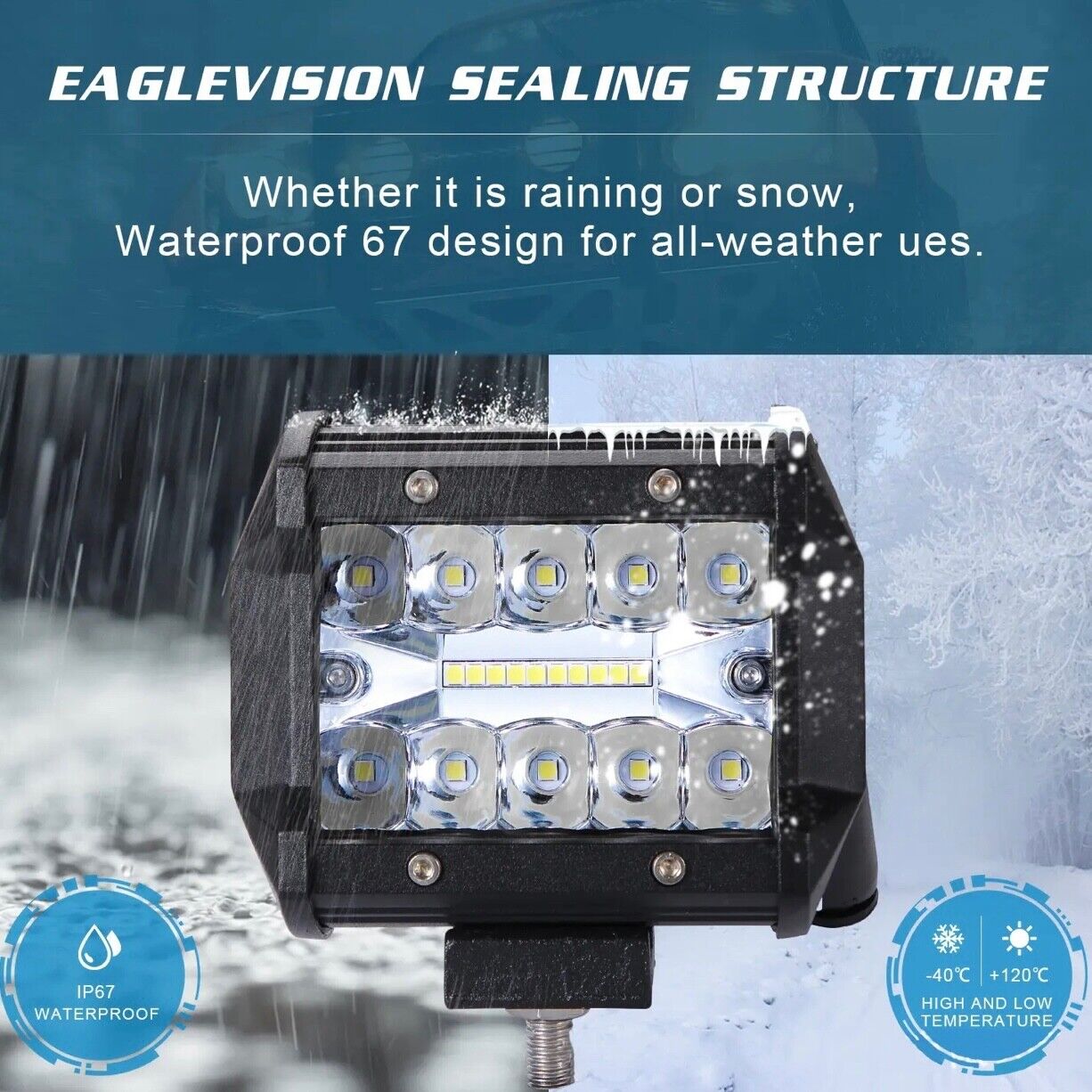 20inch Off Road LED Light Bar Combo with a pair of 4inch Spot LED Pods and a 16A