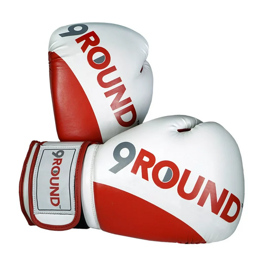 Boxing Gloves 9 Round 10 oz Unisex 15 Kickboxing Red White with Hand Wraps