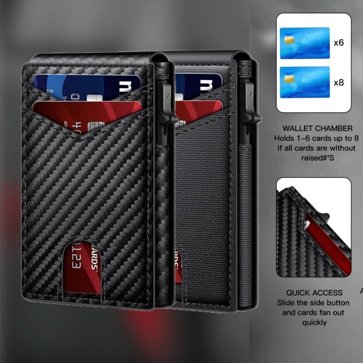 Men's Slim Wallet  Pop Up Card,  RFID Blocking, Bi Fold