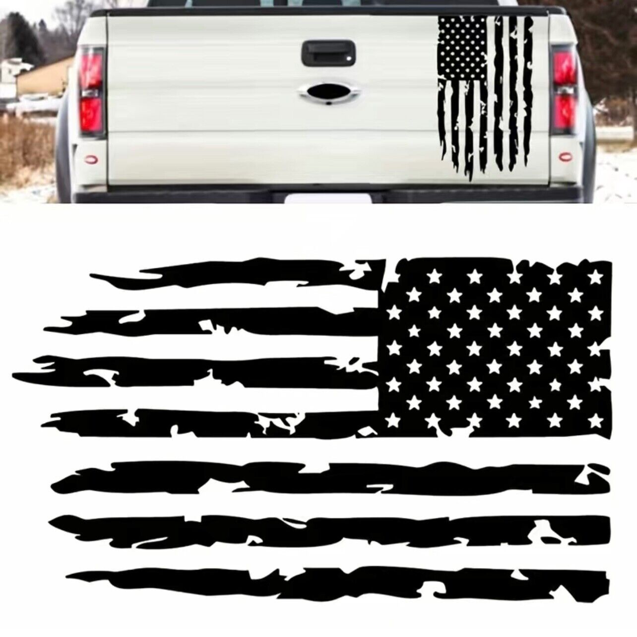 Torn American Flag Die Cut Vinyl Sticker Decal