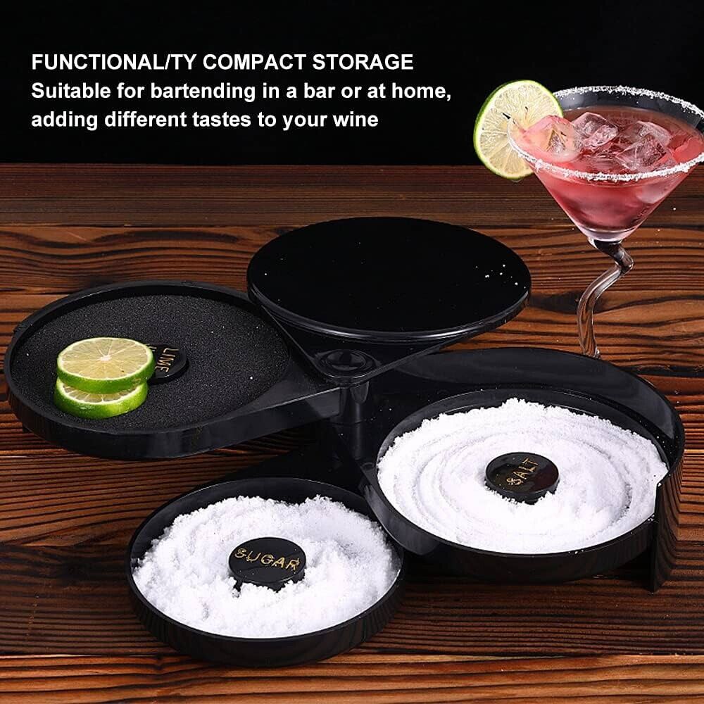 3-Tier Bar Juice Cocktail Rimmer For Seasoning, Salt, Sugar for Bar or Home