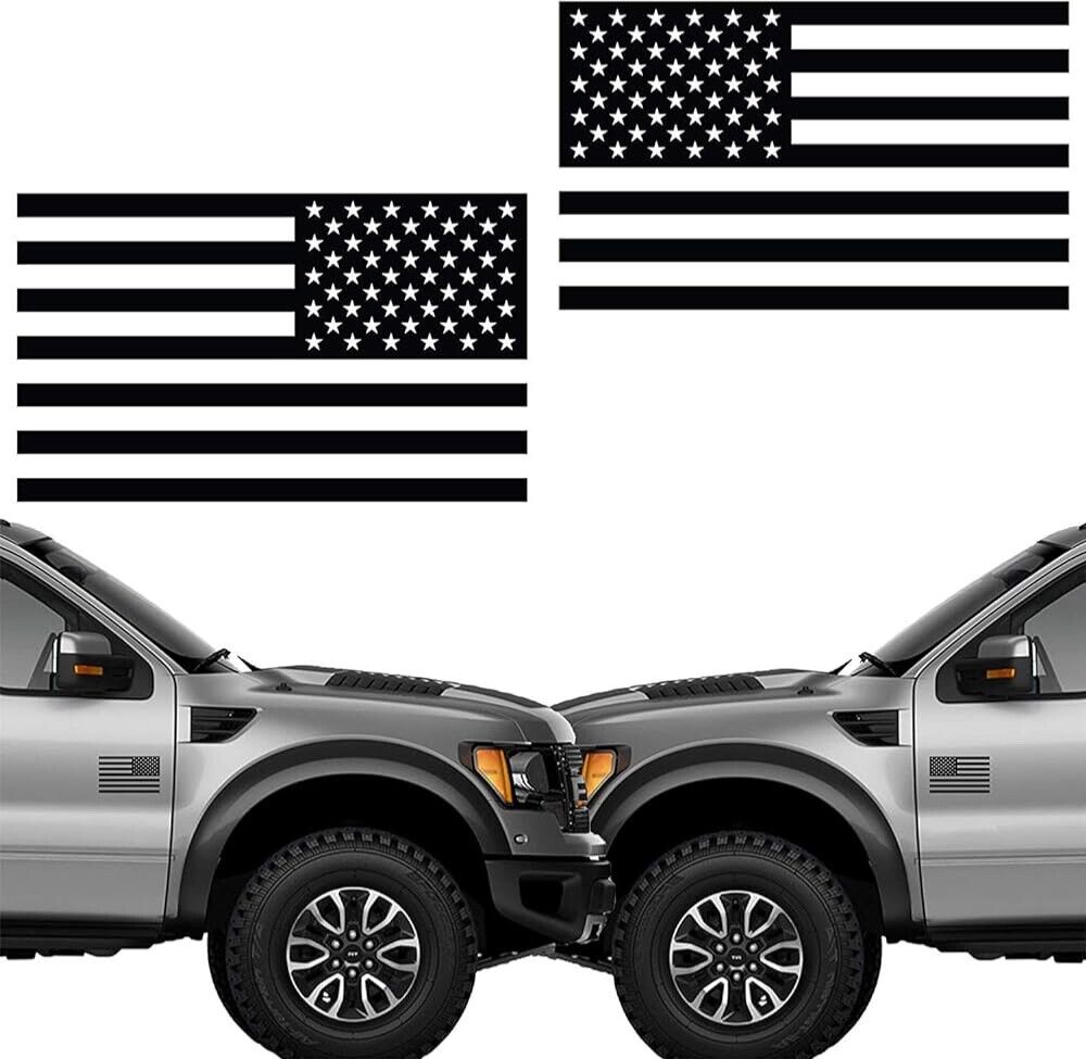 Pair (2) 3x5 Matte Black American Flag Die Cut Vinyl Decal Stickers for Trucks