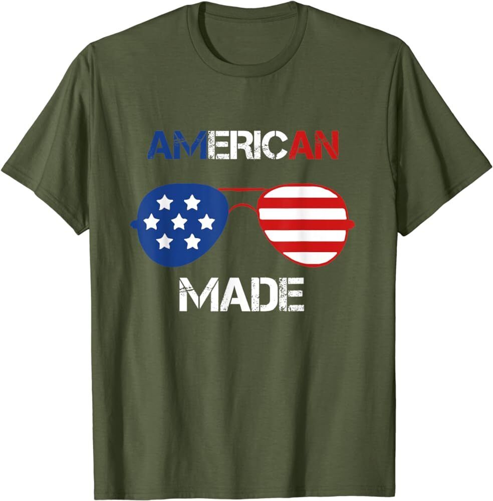 Men’s American Made T-Shirt - Patriotic USA Flag Sunglasses Tee