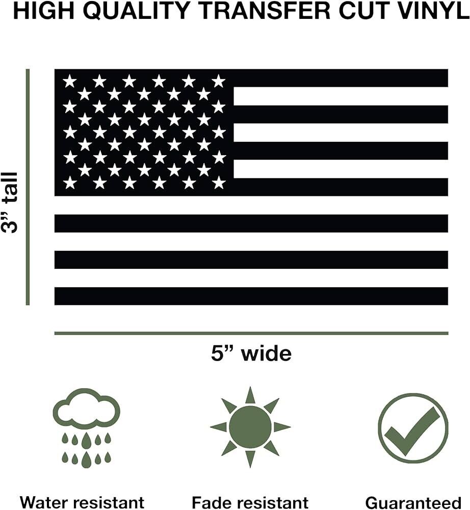 Pair (2) 3x5 Matte Black American Flag Die Cut Vinyl Decal Stickers for Trucks