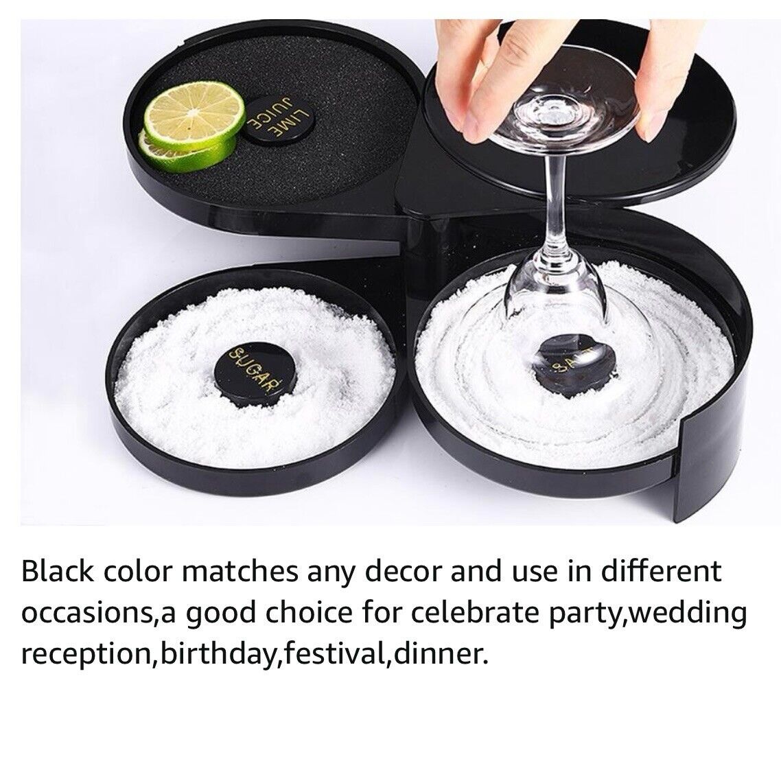 3-Tier Bar Juice Cocktail Rimmer For Seasoning, Salt, Sugar for Bar or Home