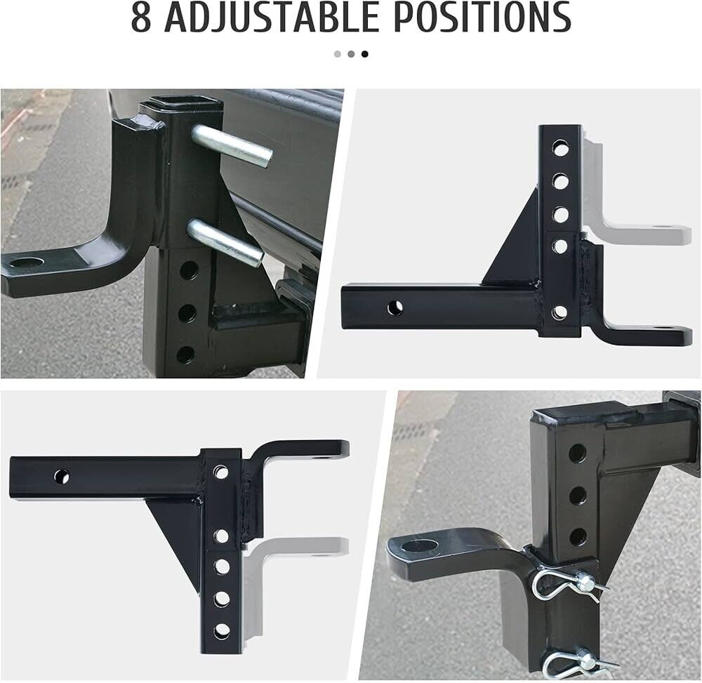 Adjustable Trailer Hitch 2 Inch Receiver 8 Positions Rise/Drop 2.5 Ton 5000 Lbs