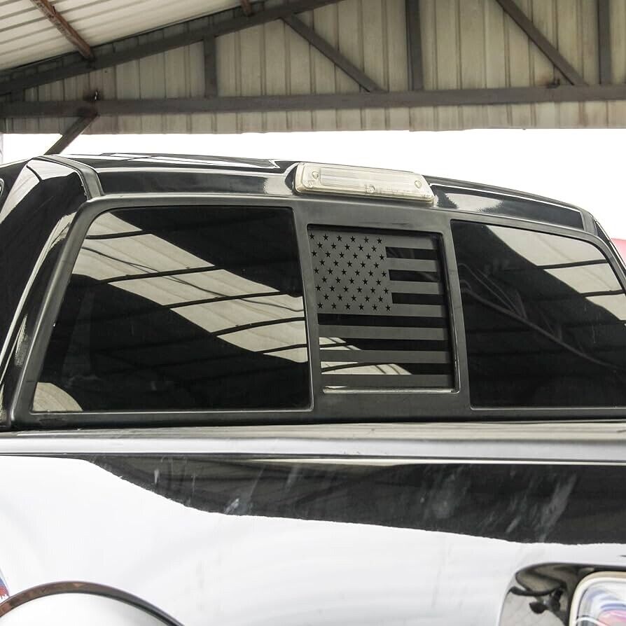 Ford F150 2004-2023 Rear Back Window  Matte Black American Flag Decal