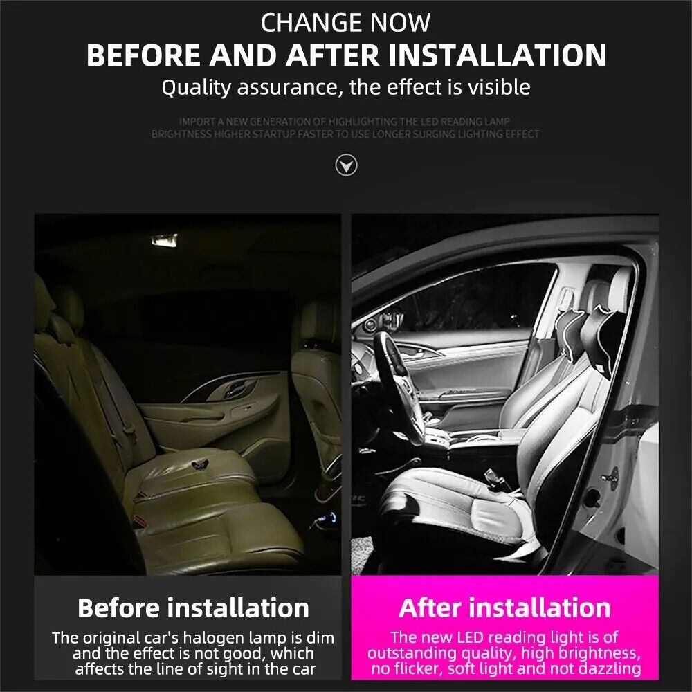 Vehicle LED White Panel Dome/Map/Door Light 24/48SMD Festoon Adaptor/BA9S/T10/