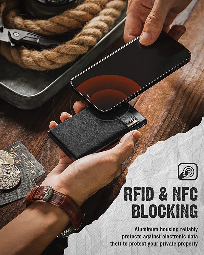 Mens Minimalist Slim Aluminum Metal Pop Up Wallet RFID Blocking