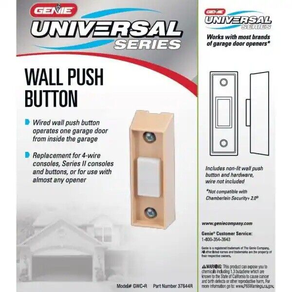 Universal Garage Door Opener Interior Wall Push Button