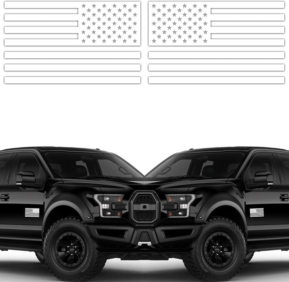 Pair (2) 3x5 Matte Black American Flag Die Cut Vinyl Decal Stickers for Trucks