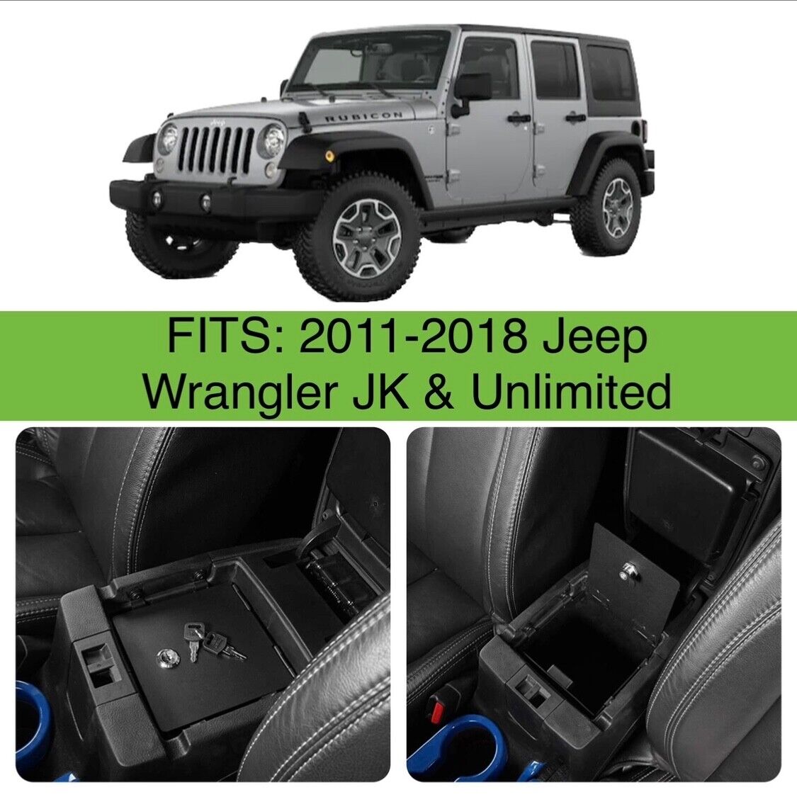 Center Console Storage Safe Box Insert for 2011-2018 Jeep Wrangler JK&JK Unl