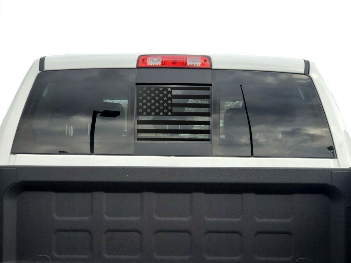 Rear Middle Window American Flag Vinyl Decal for Dodge RAM Truck 2009-2024 Black