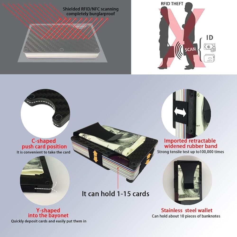 Minimalist Wallet for Men, Metal Money Clip Wallet
