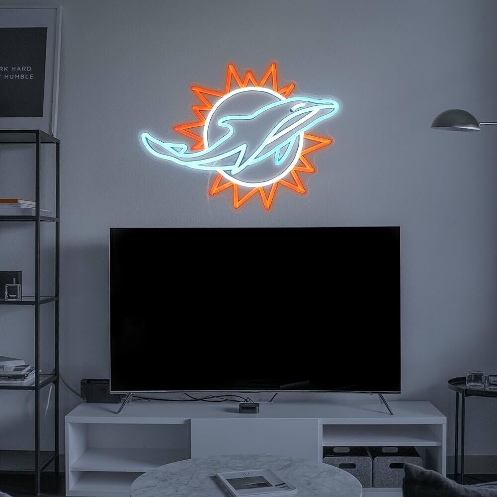 Miami Dolphins LED Neon Sign For Bar, Garage , Mancave 12.8” x 16.5” Inch