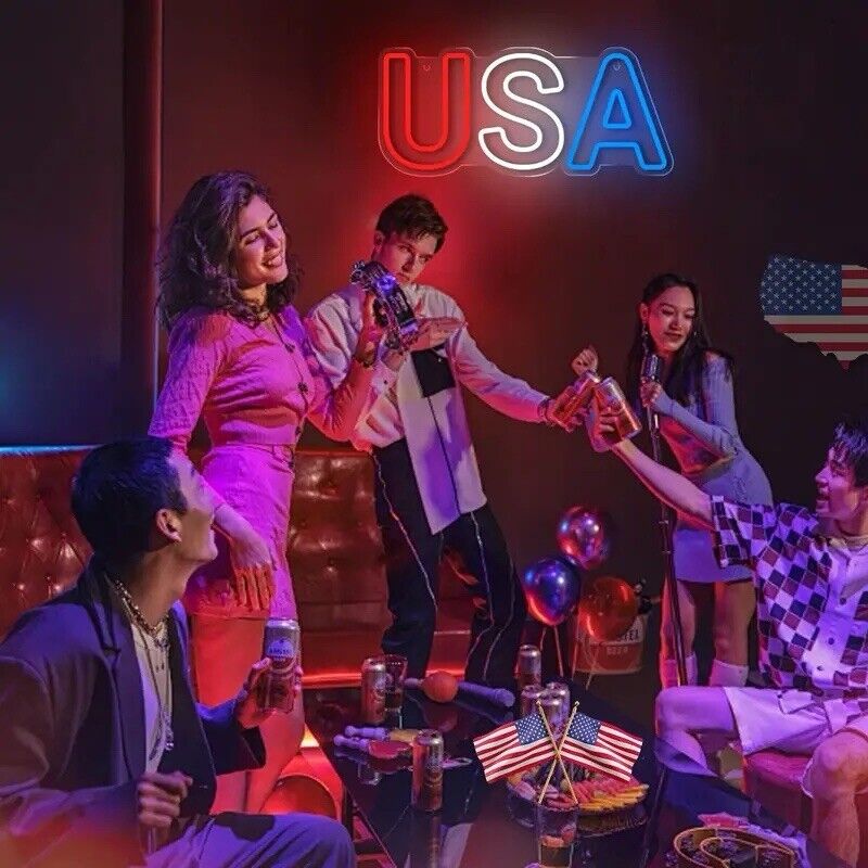 USA Neon Sign LED For Room, Bar, Garage , Man-cave 6.7 * 15.7  inch