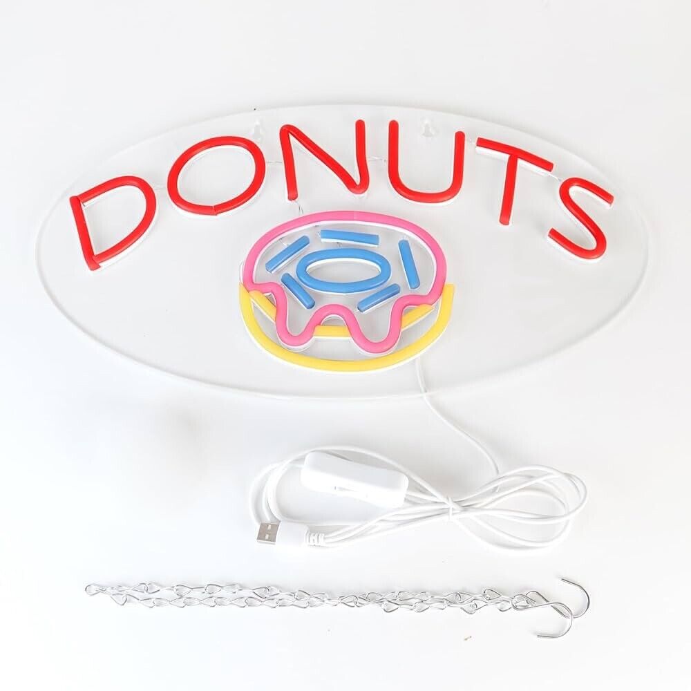 Donut LED Neon Sign For Donut Shops, Restaurants, 9" X 16”Inch