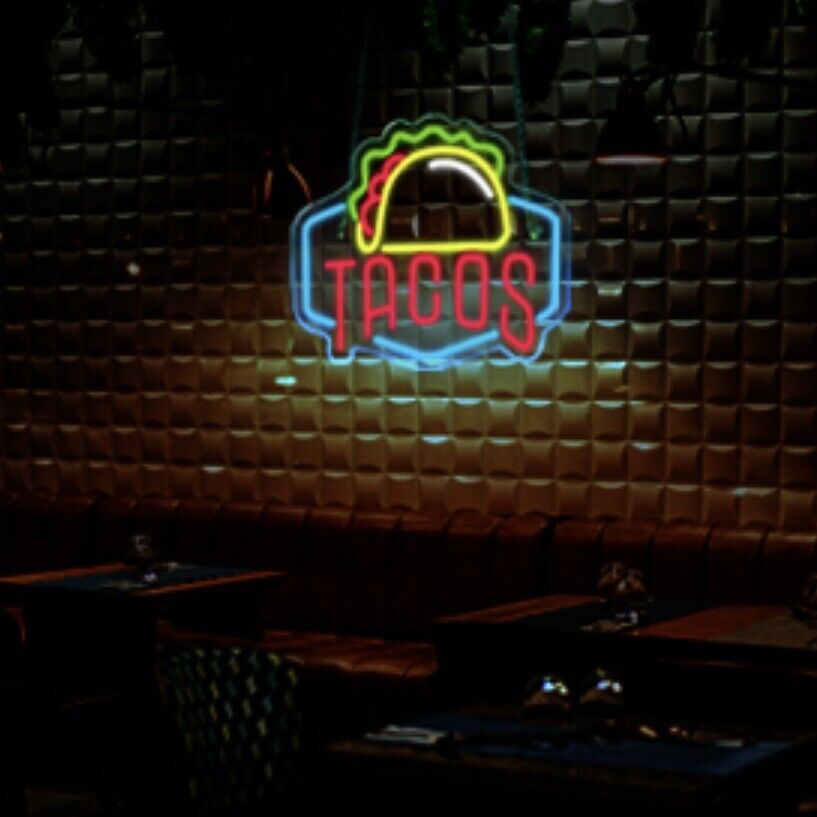 TACOS LED Neon Sign For Taco Shop, Kitchen, Restaurants, 12.2"x 12.6" Inches