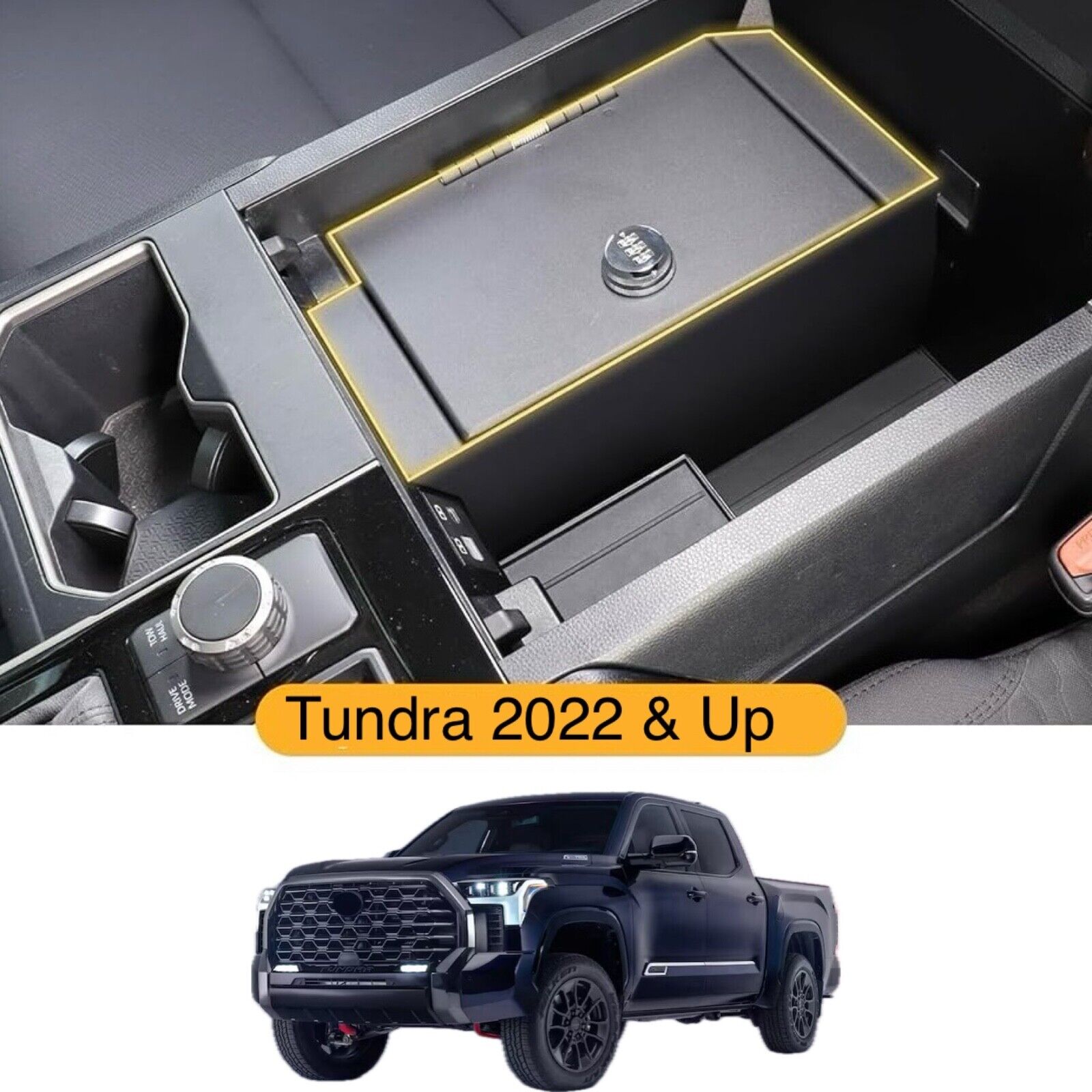 Console Safe with 3 Digit Combo Compatible with Toyota Tundra 2022-2024