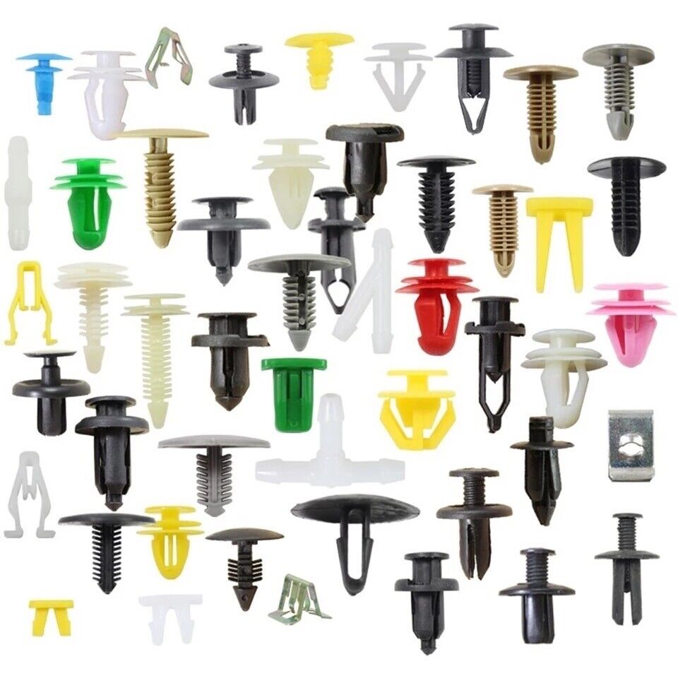 100 PCS Car Auto Various Plastic Rivet Fasteners Push Pin Bumper Fender Panel