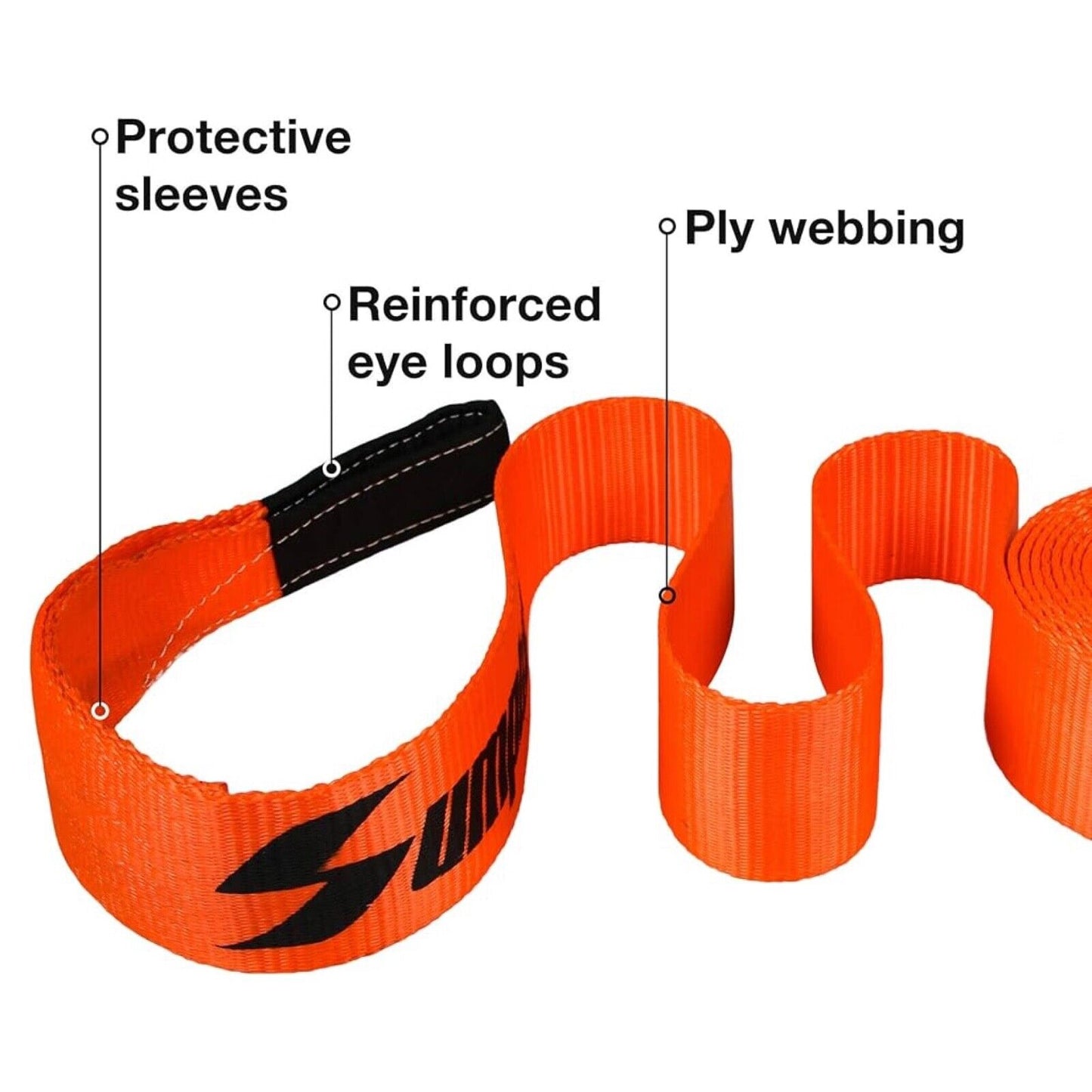 3" x 20' 30,000 lb,Heavy Duty Offroad Strap for Off Road Recovery, Towing