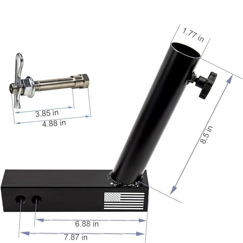 Heavy Duty Dual Flag Pole Holder Hitch Mount for 2" Receiver Truck & Jeep