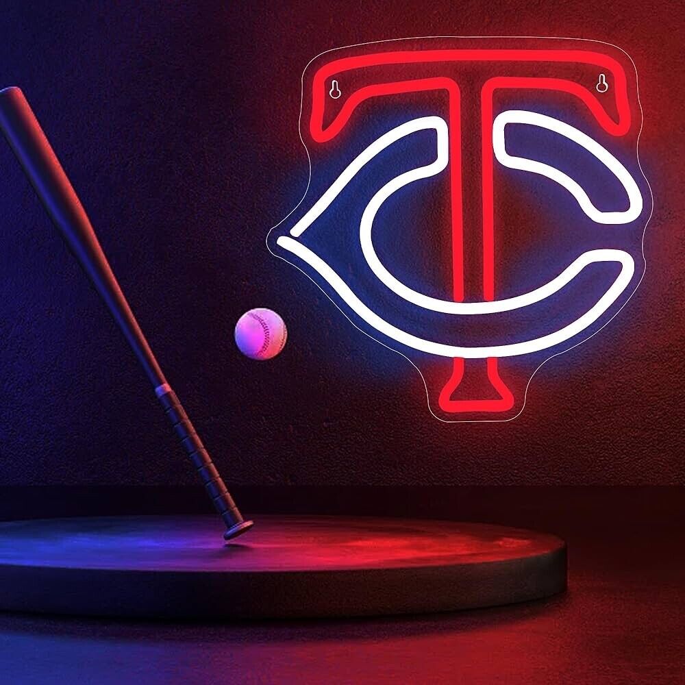 Twins Baseball Neon Sign LED For Bar, Garage , Man-cave 13.38” x 13.38” inch