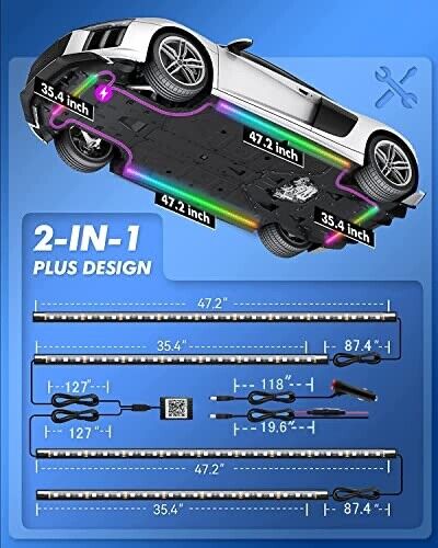 Car/Truck Bluetooth Underglow LED LIGHT Kit, 5 Modes App and Remote Control