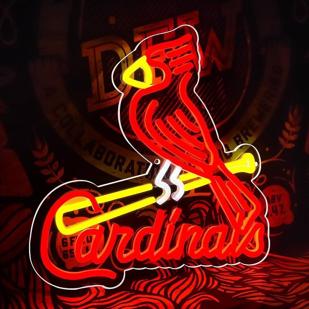 Cardinal Baseball LED Neon Sign For Bar, Garage , Mancave 13.38” x 12.99” Inches